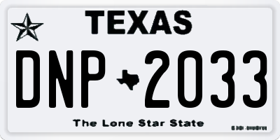 TX license plate DNP2033