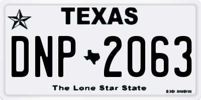 TX license plate DNP2063