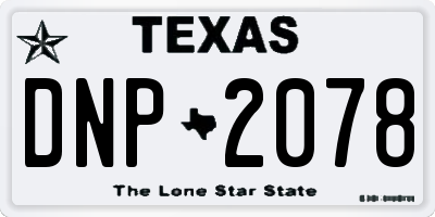 TX license plate DNP2078