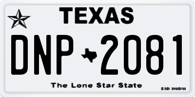 TX license plate DNP2081
