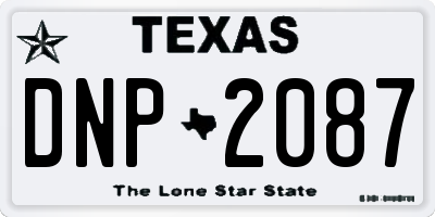 TX license plate DNP2087