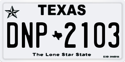 TX license plate DNP2103