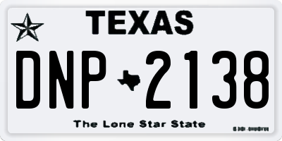 TX license plate DNP2138