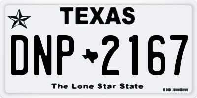 TX license plate DNP2167
