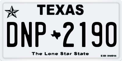 TX license plate DNP2190