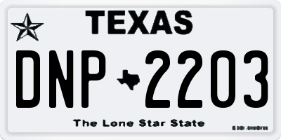 TX license plate DNP2203