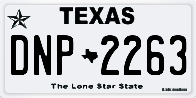 TX license plate DNP2263