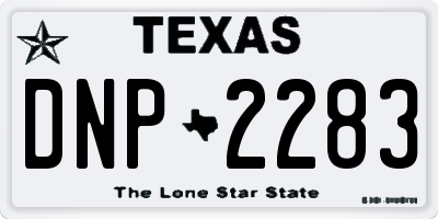 TX license plate DNP2283