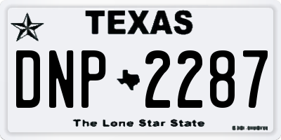 TX license plate DNP2287