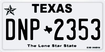 TX license plate DNP2353