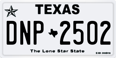 TX license plate DNP2502