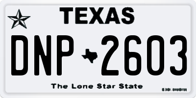 TX license plate DNP2603