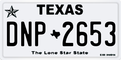 TX license plate DNP2653