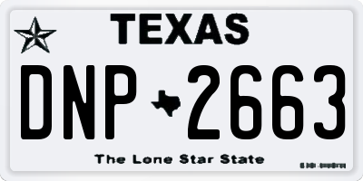 TX license plate DNP2663