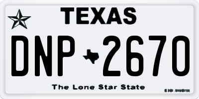 TX license plate DNP2670