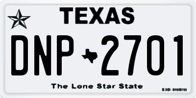 TX license plate DNP2701