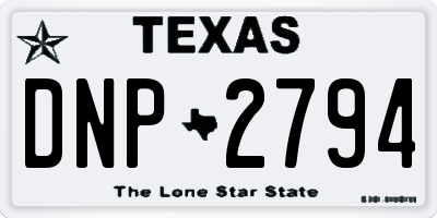 TX license plate DNP2794