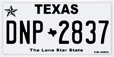 TX license plate DNP2837