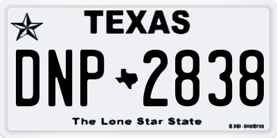 TX license plate DNP2838
