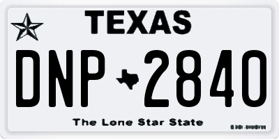 TX license plate DNP2840
