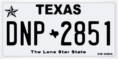 TX license plate DNP2851