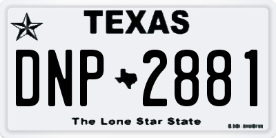 TX license plate DNP2881