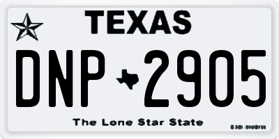 TX license plate DNP2905