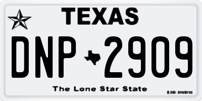 TX license plate DNP2909