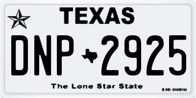 TX license plate DNP2925