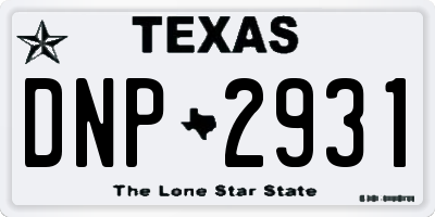 TX license plate DNP2931
