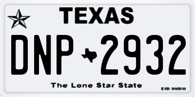 TX license plate DNP2932