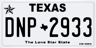 TX license plate DNP2933