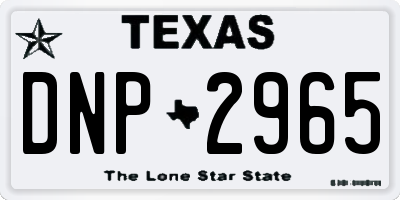 TX license plate DNP2965