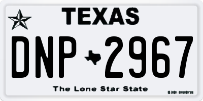 TX license plate DNP2967