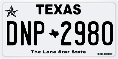 TX license plate DNP2980