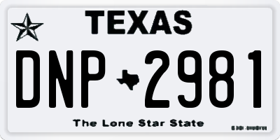 TX license plate DNP2981