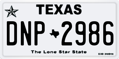 TX license plate DNP2986