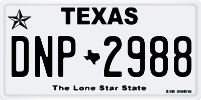 TX license plate DNP2988