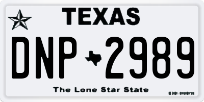 TX license plate DNP2989