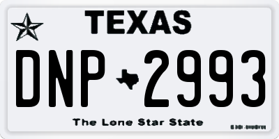 TX license plate DNP2993