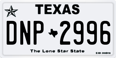 TX license plate DNP2996