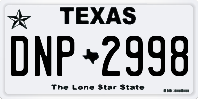TX license plate DNP2998