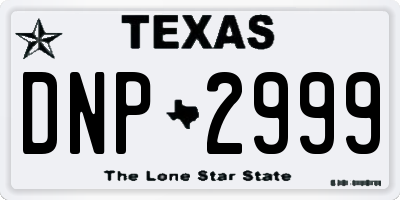 TX license plate DNP2999
