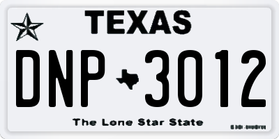 TX license plate DNP3012