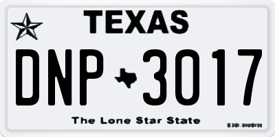 TX license plate DNP3017
