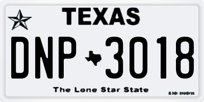 TX license plate DNP3018