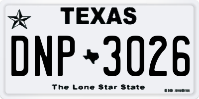 TX license plate DNP3026