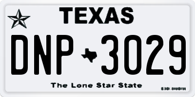 TX license plate DNP3029