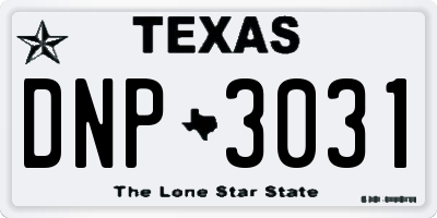 TX license plate DNP3031