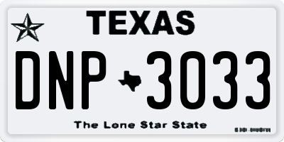 TX license plate DNP3033